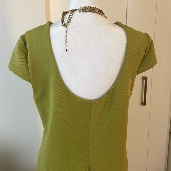 Philosophy | Mustard Dark Lime 💛 Long Cap Sleeve Plunge back dress - Picture 7 of 11